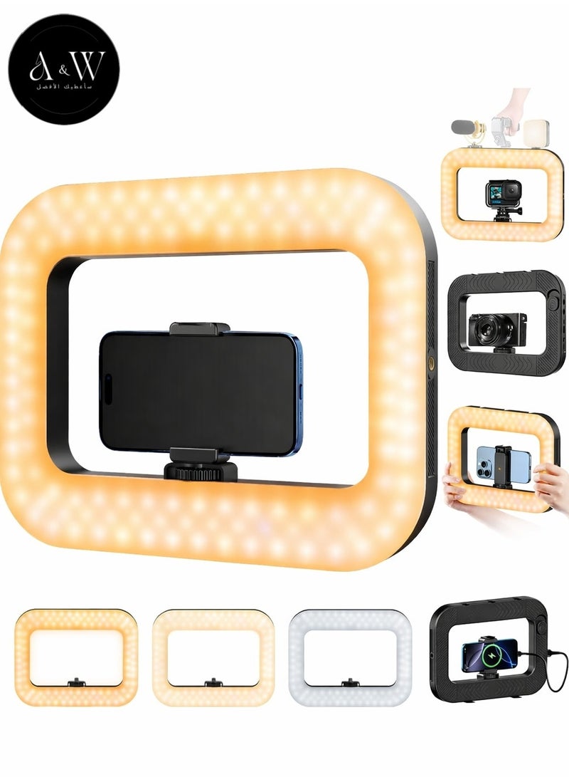 A&W LED Ring Light, Professional Photography Lights with Handheld Stabilizer, 8000mAh Battery & Power Bank, Bluetooth Remote, Three Adjustable Brightness Levels - Portable Smartphone & Camera Video Rig for Vlogging, TikTok, YouTube, Instagram, Snapchat, Makeup, Food Photography, Outdoor Shooting - Image 1